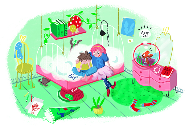 RosaFamosa_Buchillustration_UlrikeHalvax_kinderzimmer