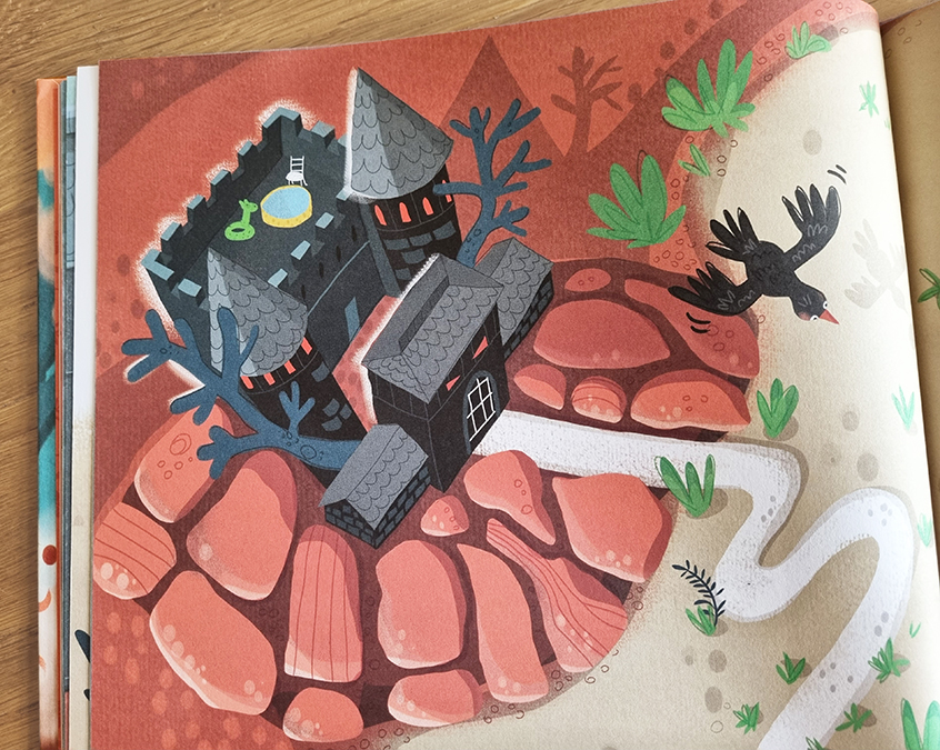 kinderbuchillustration_ulrikehalvax_ritterglitter_mutigsein_anderssein_ritterburg_vogelperpektive