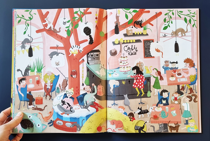 wimmelbuch_wimmelbild_katzen_cafehaus_katzencafe_illustration_ulrikehalvax